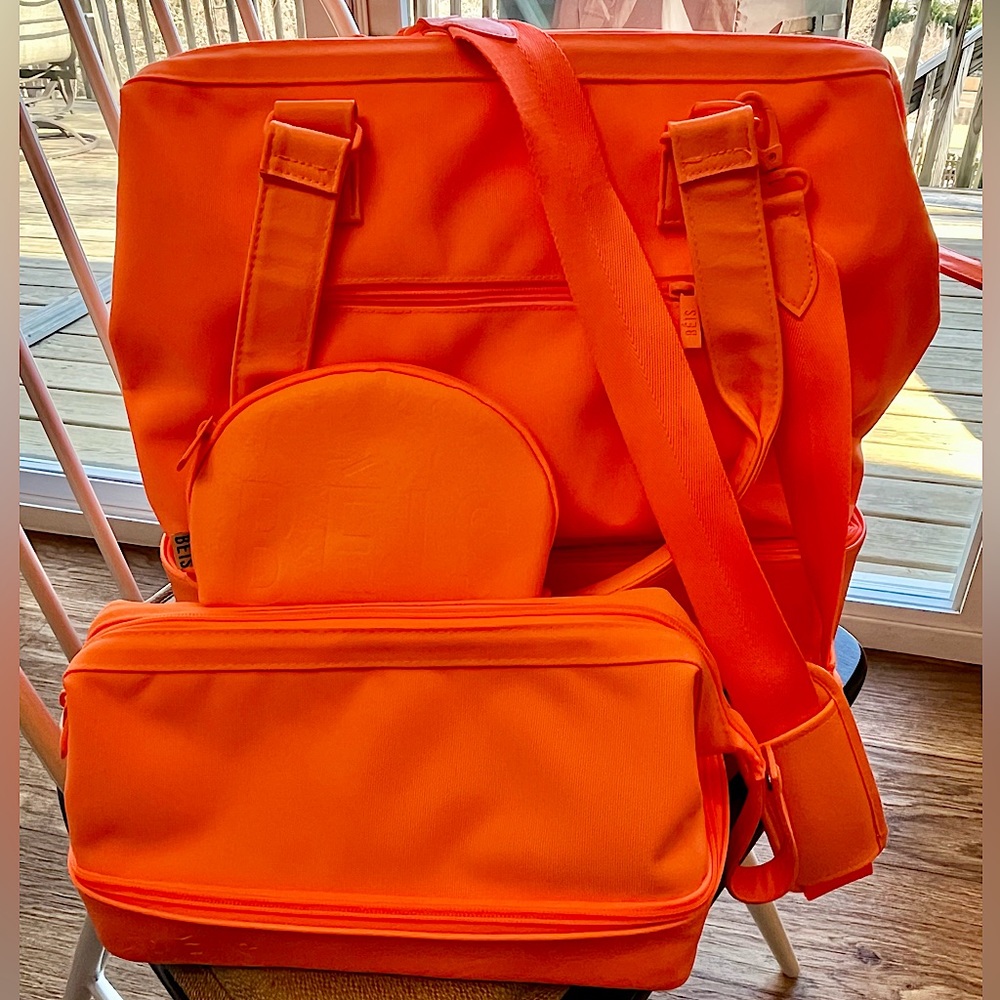 Beis mini weekender + Dopp kit + mini cosmetic bag in Creamsicle